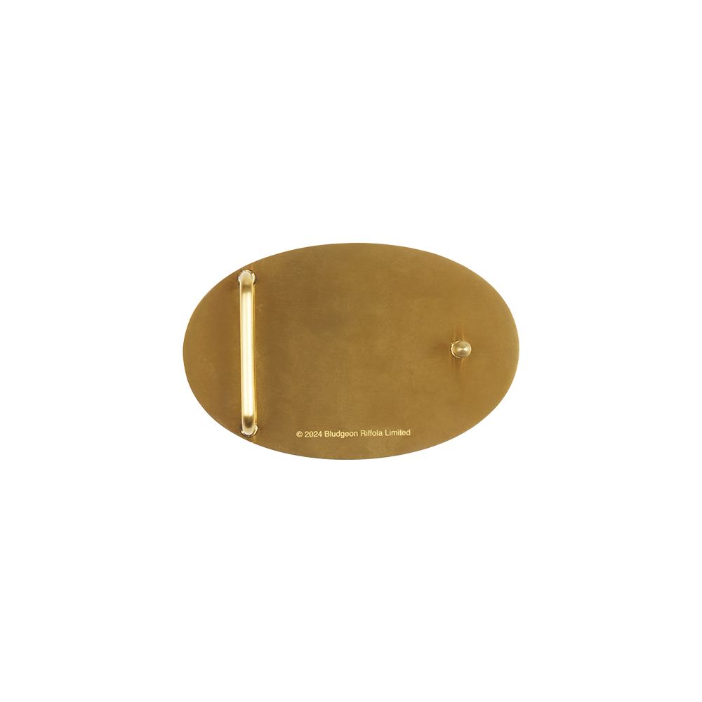 Logo Antique Brass Buckle and Brown Belt Back