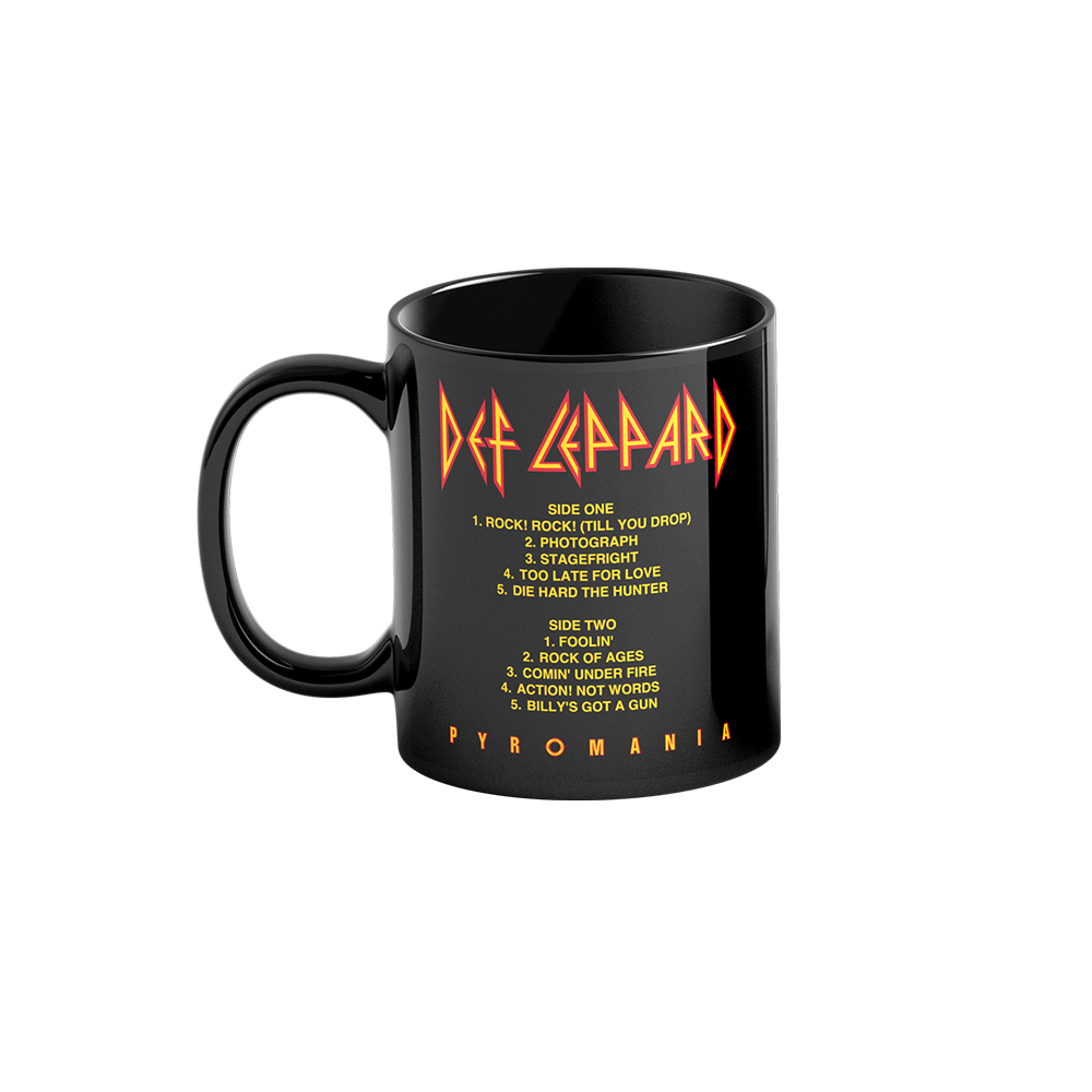 Pyromania Tracklist Mug Left