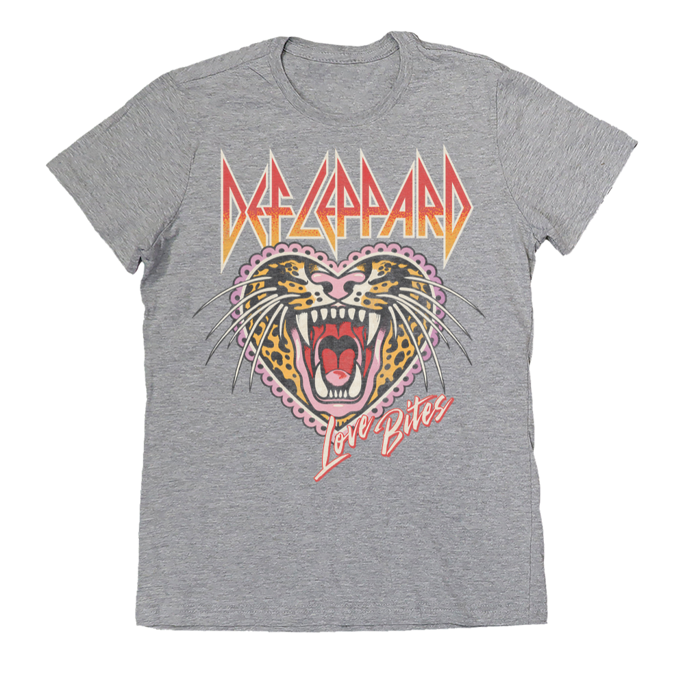 Leppard Love Bites Women's Grey T-Shirt - Def Leppard Official Store