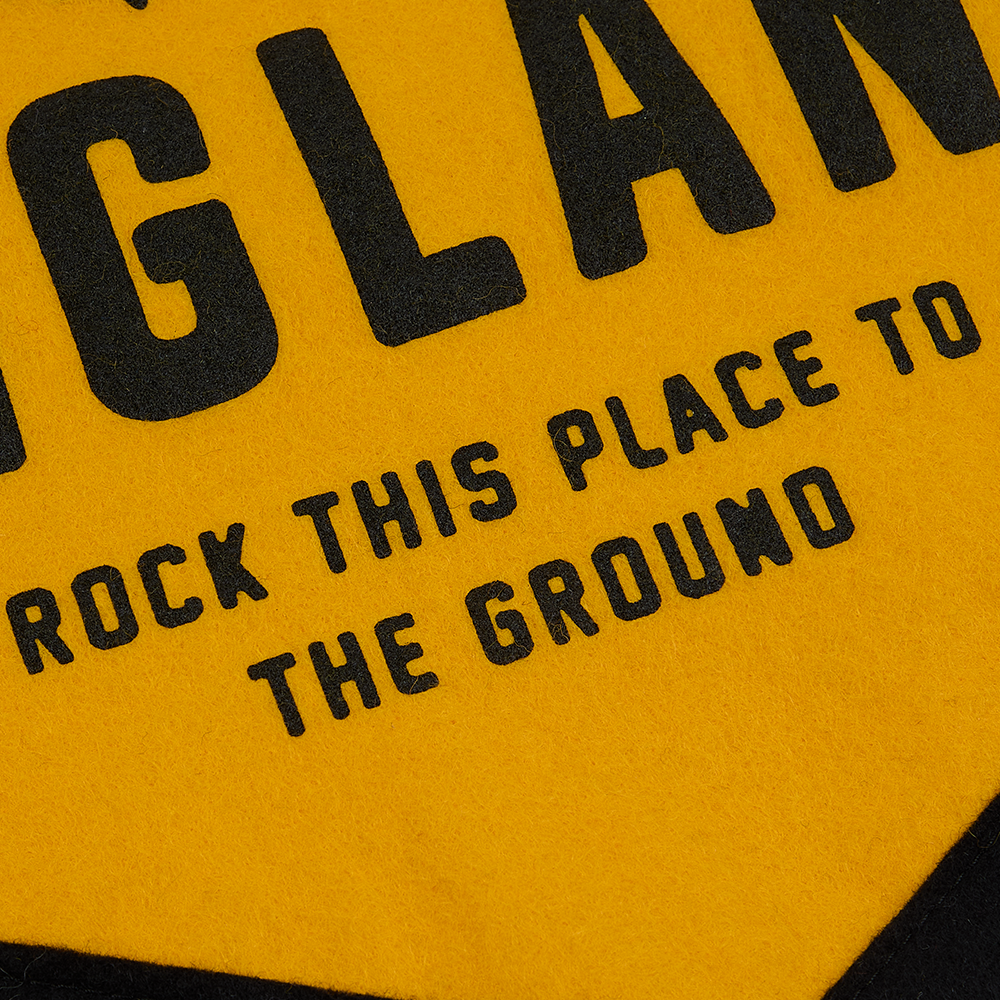 Def Leppard X Oxford Pennant Rock This Place to The Ground Felt Camp Flag Text Detail