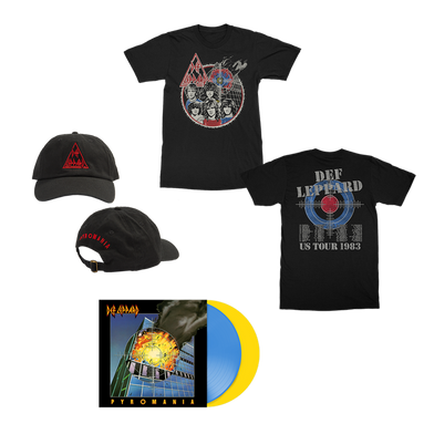 Pyromania Limited Edition 2LP + US Tour 1983 T-Shirt + Stagefright Hat Bundle